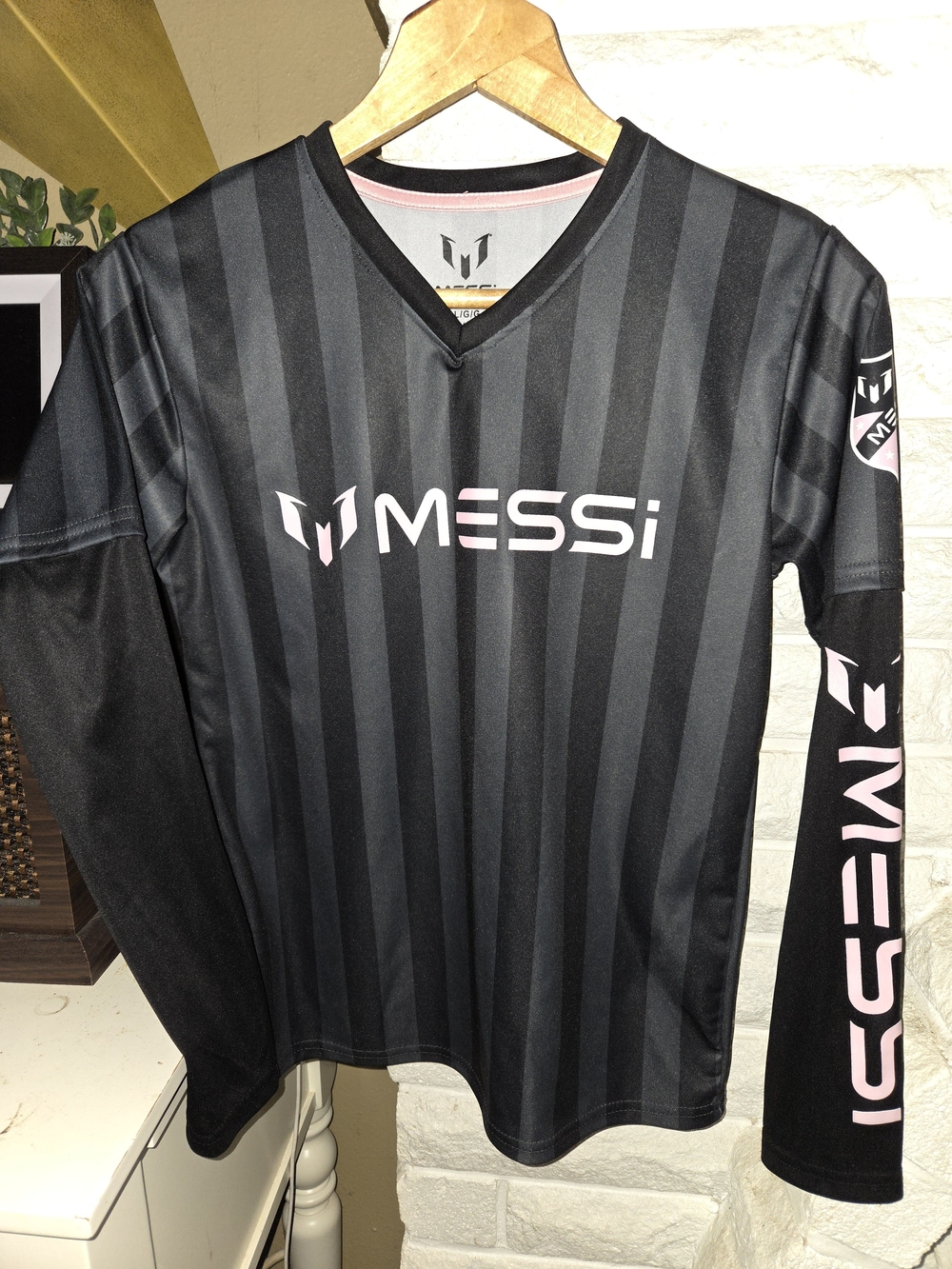 MESSi Kids' Black Long Sleeve Striped Performance Tee